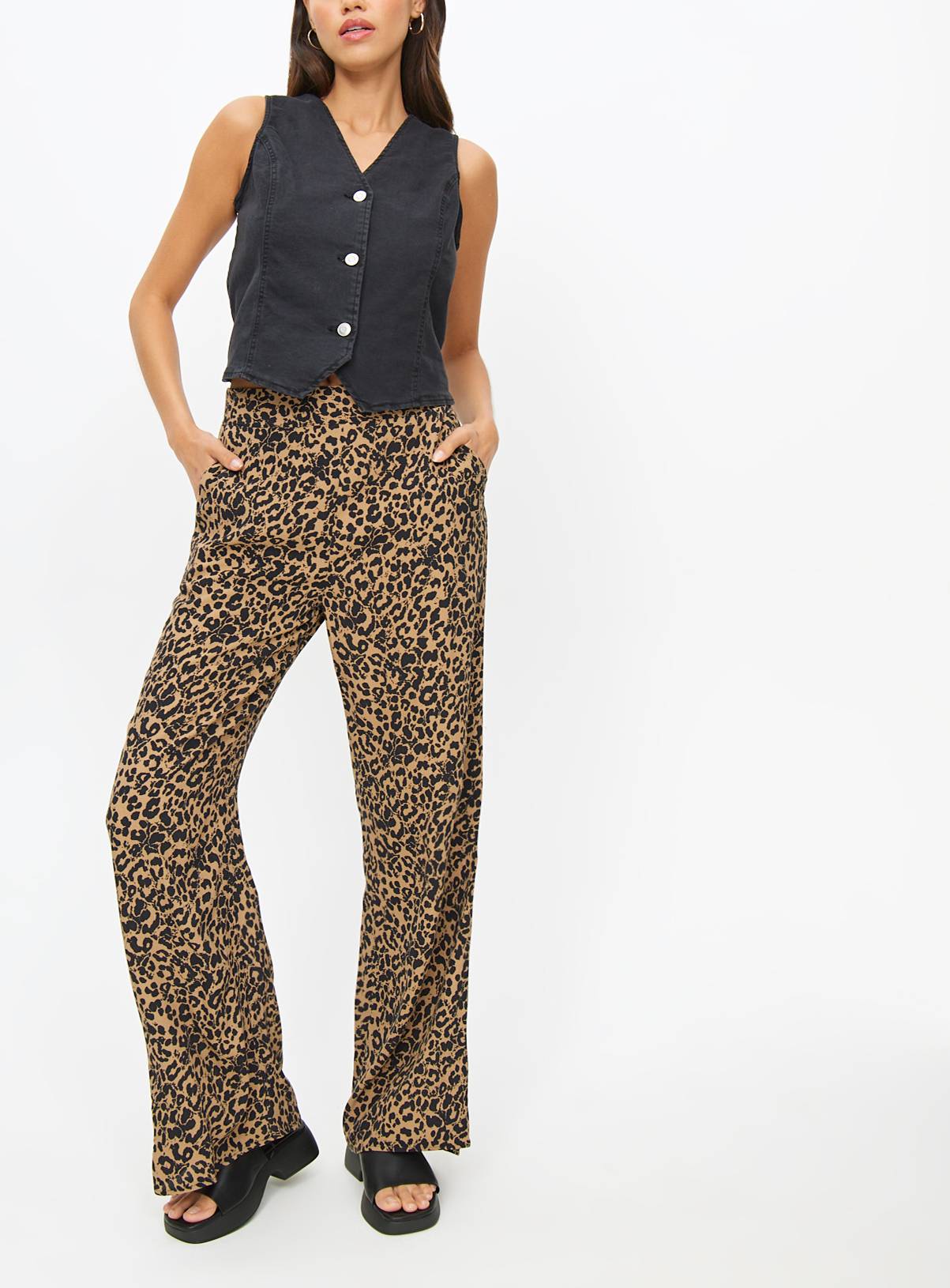 Leopard Print Wide Leg Coord Trousers  16 - Image 1